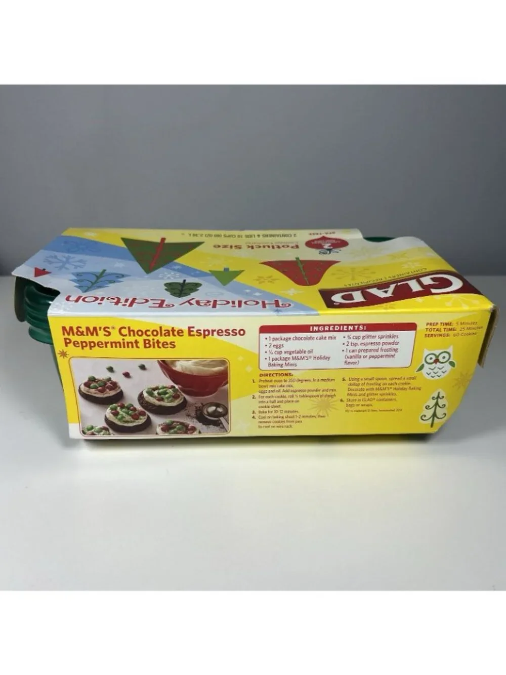 GLAD Holiday Edition Potluck Containers 10 Cup 80 Oz Green Lids Set of 2